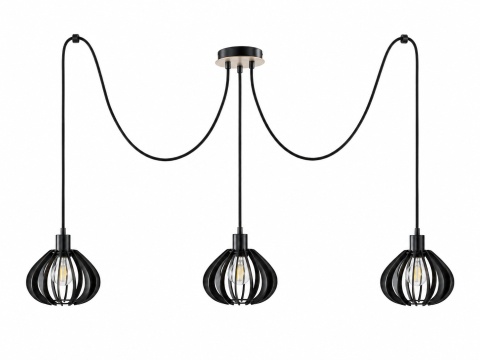 Lampa wisząca 3xE27 NICOLETA BLACK AND NATURAL 818