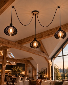 Lampa wisząca 3xE27 NICOLETA BLACK AND NATURAL 818