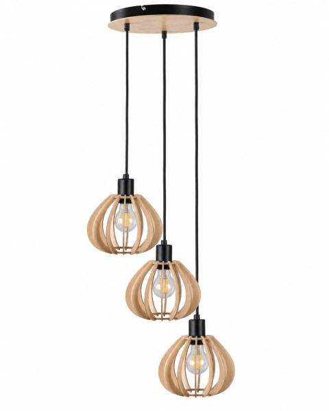 Lampa wisząca 3xE27 NICOLETA NATURAL AND BLACK 826