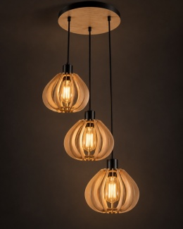 Lampa wisząca 3xE27 NICOLETA NATURAL AND BLACK 826