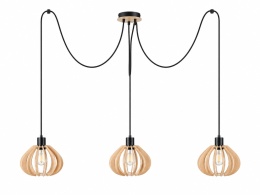 Lampa wisząca 3xE27 NICOLETA NATURAL AND BLACK 828
