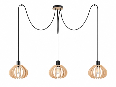 Lampa wisząca 3xE27 NICOLETA NATURAL AND BLACK 828