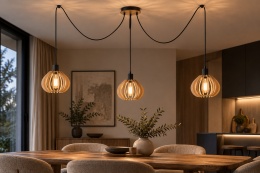 Lampa wisząca 3xE27 NICOLETA NATURAL AND BLACK 828