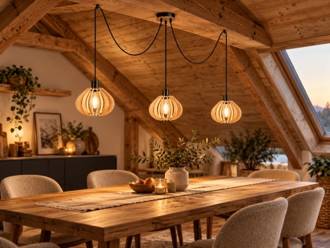 Lampa wisząca 3xE27 NICOLETA NATURAL AND BLACK 828