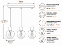 Lampa wisząca 3xE27 VERRE SILVER