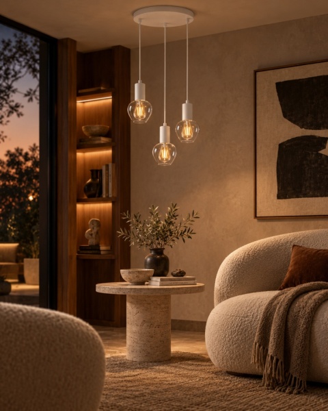 Lampa wisząca 3xE27 VERRE WHITE
