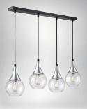 Lampa wisząca 4xE27 LACRIMA CLEAR BLACK/SILVER