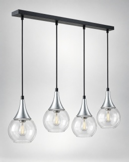 Lampa wisząca 4xE27 LACRIMA CLEAR BLACK/SILVER