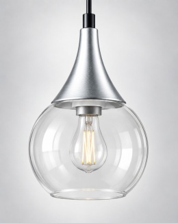Lampa wisząca 4xE27 LACRIMA CLEAR BLACK/SILVER