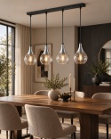 Lampa wisząca 4xE27 LACRIMA CLEAR BLACK/SILVER