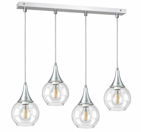 Lampa wisząca 4xE27 LACRIMA CLEAR SILVER