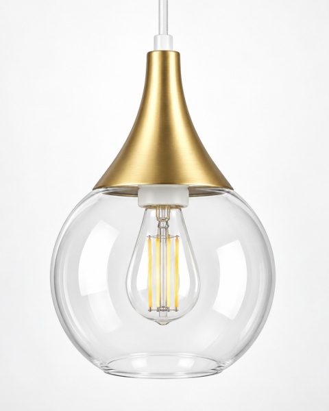 Lampa wisząca 4xE27 LACRIMA CLEAR WHITE/GOLD