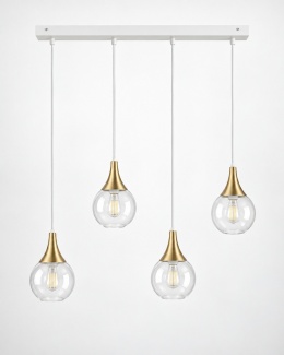 Lampa wisząca 4xE27 LACRIMA CLEAR WHITE/GOLD