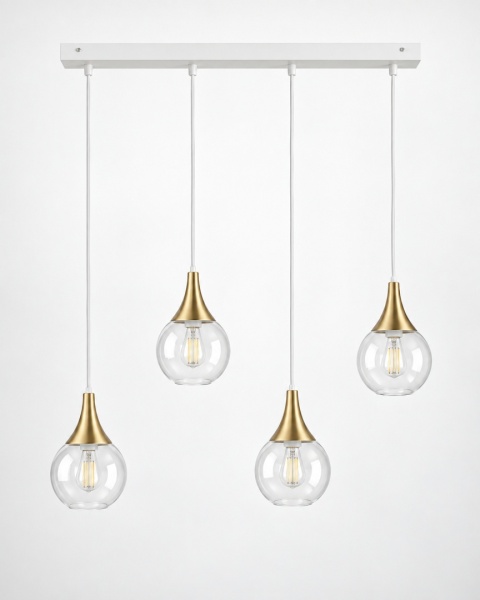 Lampa wisząca 4xE27 LACRIMA CLEAR WHITE/GOLD