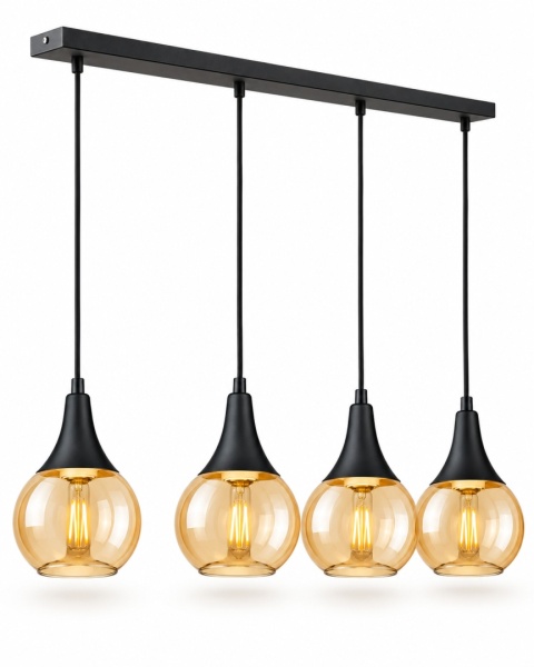 Lampa wisząca 4xE27 LACRIMA HONEY BLACK