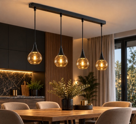 Lampa wisząca 4xE27 LACRIMA HONEY BLACK
