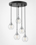 Lampa wisząca 5xE27 LACRIMA CLEAR BLACK/SILVER