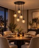 Lampa wisząca 5xE27 LACRIMA HONEY BLACK