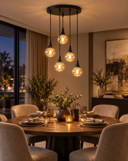 Lampa wisząca 5xE27 LACRIMA HONEY BLACK