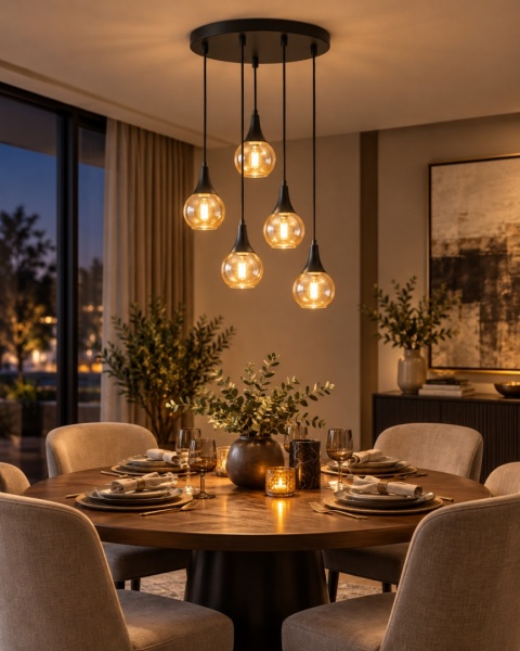 Lampa wisząca 5xE27 LACRIMA HONEY BLACK