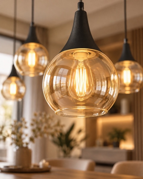 Lampa wisząca 5xE27 LACRIMA HONEY BLACK