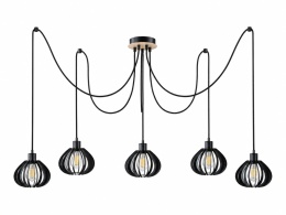Lampa wisząca 5xE27 NICOLETA BLACK AND NATURAL 819