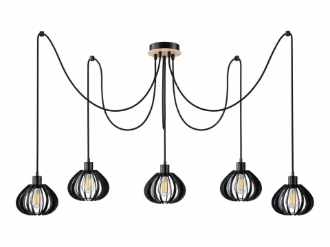 Lampa wisząca 5xE27 NICOLETA BLACK AND NATURAL 819