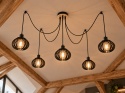 Lampa wisząca 5xE27 NICOLETA BLACK AND NATURAL 819