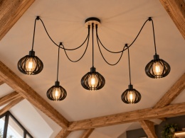 Lampa wisząca 5xE27 NICOLETA BLACK AND NATURAL 819