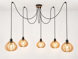 Lampa wisząca 5xE27 NICOLETA NATURAL AND BLACK 829