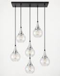 Lampa wisząca 6xE27 LACRIMA CLEAR BLACK/SILVER