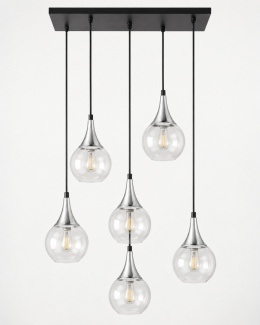 Lampa wisząca 6xE27 LACRIMA CLEAR BLACK/SILVER