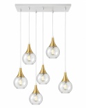 Lampa wisząca 6xE27 LACRIMA CLEAR WHITE/GOLD