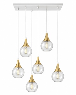 Lampa wisząca 6xE27 LACRIMA CLEAR WHITE/GOLD