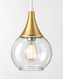 Lampa wisząca 6xE27 LACRIMA CLEAR WHITE/GOLD