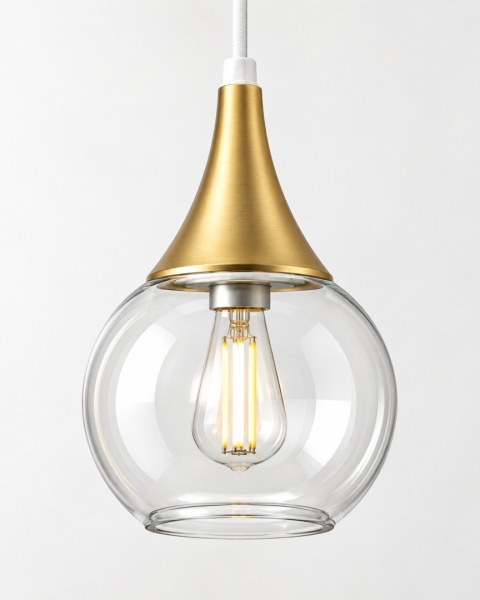 Lampa wisząca 6xE27 LACRIMA CLEAR WHITE/GOLD