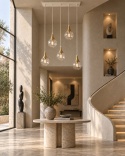 Lampa wisząca 6xE27 LACRIMA CLEAR WHITE/GOLD