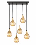 Lampa wisząca 6xE27 LACRIMA HONEY BLACK/GOLD