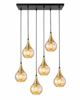 Lampa wisząca 6xE27 LACRIMA HONEY BLACK/GOLD