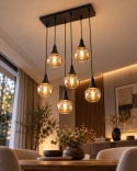 Lampa wisząca 6xE27 LACRIMA HONEY BLACK