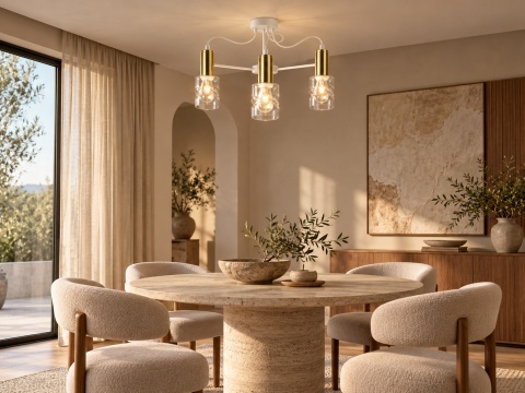 Lampa sufitowa 3xE27 INGER WHITE/GOLD