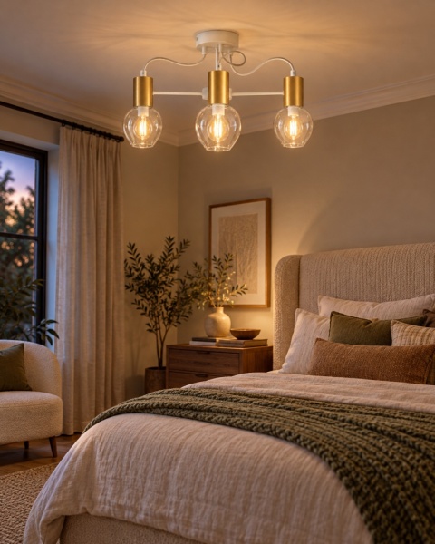 Lampa sufitowa 3xE27 MAYA WHITE/GOLD