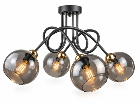 Lampa sufitowa 4xE27 RING BLACK/GOLD