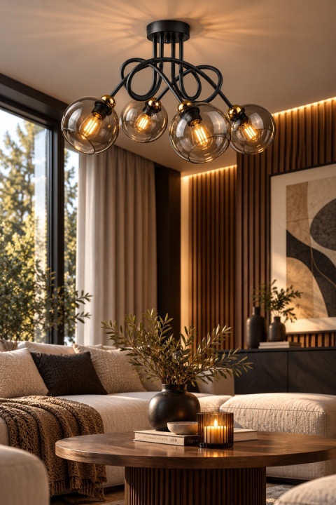 Lampa sufitowa 4xE27 RING BLACK/GOLD
