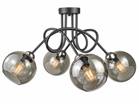 Lampa sufitowa 4xE27 RING BLACK/SILVER