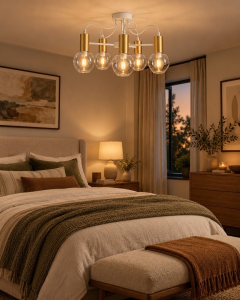 Lampa sufitowa 5xE27 MAYA WHITE/GOLD