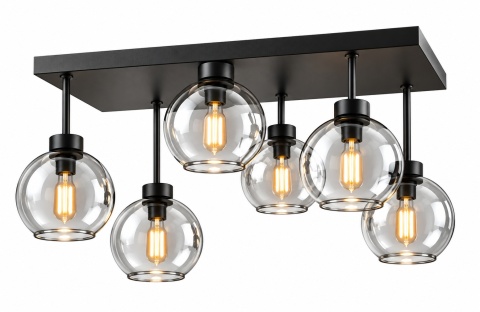 Lampa sufitowa 6xE27 Nessa Black/Clear