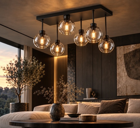 Lampa sufitowa 6xE27 Nessa Black/Clear