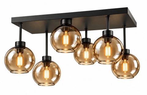 Lampa sufitowa 6xE27 Nessa Black/Honey