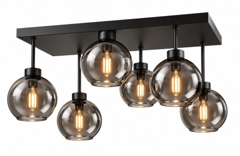 Lampa sufitowa 6xE27 Nessa Black/Smoky